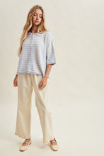 Load image into Gallery viewer, Wishlist Stripe Short Sleeve Cardigan in Sky/White
