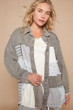 Load image into Gallery viewer, POL OVERSIZED Mixed Fabric Jacket in Charcoal
