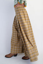 Load image into Gallery viewer, Cotierra Low Waisted Plaid Wide Leg Pants in Moss Green Checker
