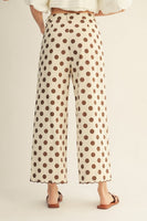 Jodifl Polka Dot Pants with Embroidered Scallop Edge Detail in Mocha