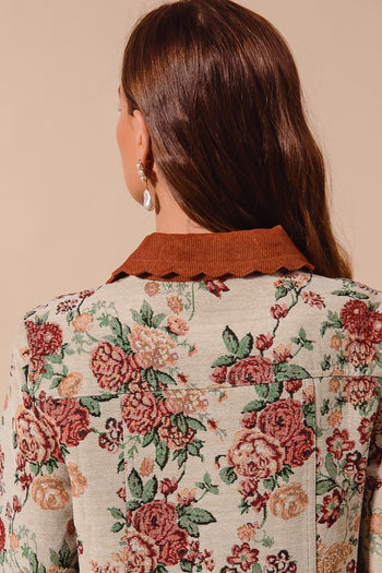So Me Floral Jacquard Jacket with Corduroy Details in Floral
