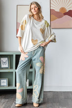 Load image into Gallery viewer, Oli &amp; Hali Mineral Washed Top with Heart Patches in Melange Grey
