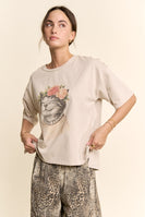Davi & Dani Blossom Crowned Kitty Top in Beige