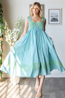 Oli & Hali Midi Dress with Frilled Details in Aqua