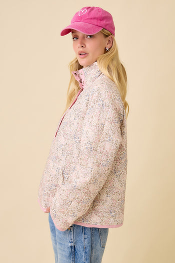 Main Strip Ditzy Floral Print Jacket in Ivory Multi