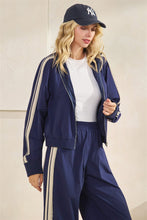 Load image into Gallery viewer, Veveret Nylon Track Jacket with Lace Details in Navy
