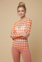 Load image into Gallery viewer, J.nna FITTED Mesh Checkered Top in Orange Checkered
