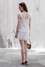 Load image into Gallery viewer, Storia Lace Tiered Mini Dress in Ivory
