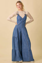 Load image into Gallery viewer, Main Strip Fitted Jumpsuit with Wide Legs in Denim
