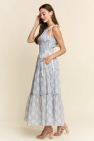 J.nna Floral Print Maxi Dress in Pastel Blue