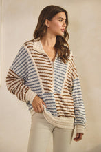 Load image into Gallery viewer, LovLov Contrasting Color Striped Textured Top in Multi Color

