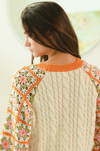 Load image into Gallery viewer, BiBi Cable Knit Sweater with Granny Square Crochet Sleeves in Apricot
