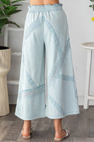 Oli & Hali Terry Knit Pants with Lace Trim in Light Blue
