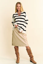 Load image into Gallery viewer, Davi &amp; Dani Striped Loose Fit Collared Sweater in White
