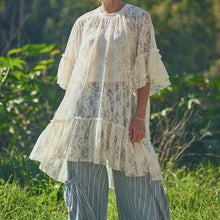 Load image into Gallery viewer, Davi &amp; Dani OVERSIZED Sheer Lace Tunic Top in Cream
