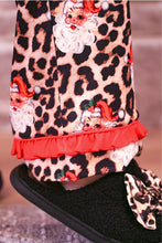 Load image into Gallery viewer, Jess Lea Bow Santa Safari Chic Ruffle Pajama Set in Leopard
