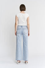Load image into Gallery viewer, Mica Denim High Rise Pearl and Rhinestone Embellished Wide Leg Jeans in Grizzlies Blue
