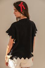 Load image into Gallery viewer, BiBi Teddy Bear Knit Sweater Top with Side Ties in Black
