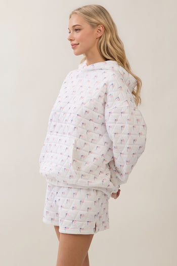 Veveret All-American Quilted Hoodie in White