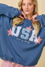 Load image into Gallery viewer, Main Strip OVERSIZED USA Patchwork Top in Dark Blue
