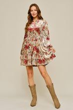 Load image into Gallery viewer, Jodifl Floral Velvet Button-Front Dress in Beige
