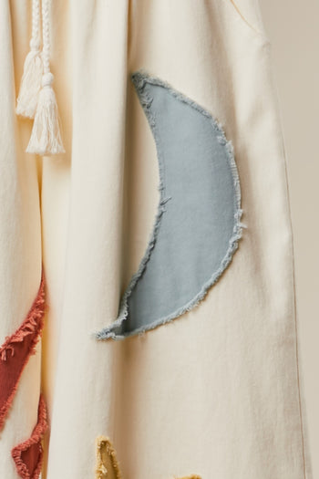 mello. Sun and Moon Patched Wide Leg Pants in Ivory