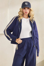 Load image into Gallery viewer, Veveret Nylon Track Jacket with Lace Details in Navy
