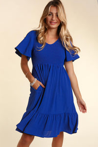 Haptics Solid Color Fit and Flare Dress in Royal Blue