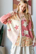 Load image into Gallery viewer, Oli &amp; Hali Mixed Print Button Down Top with Star Patches in Natural
