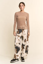 Load image into Gallery viewer, Davi &amp; Dani Wide Leg Drawstring Hem Pants in Cow Print
