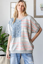 Load image into Gallery viewer, Oli &amp; Hali American Flag Knit Top in Heather Grey
