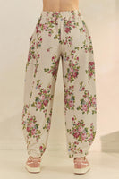 Veveret Printed French Terry Knit Joggers in Floral