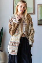 Load image into Gallery viewer, Oli &amp; Hali Mixed Aztec Print Shacket in Mocha
