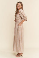 J.nna Floral Striped Pattern Jumpsuit in Vintage Floral Pink