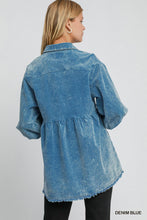 Load image into Gallery viewer, Umgee Stone Washed Corduroy Tunic Top in Denim Blue
