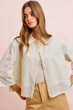 Load image into Gallery viewer, BiBi Eyelet Lace Hem Quarter Sleeve Top in Butter
