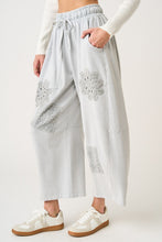 Load image into Gallery viewer, Mittoshop Mineral Wash Crochet Patch Barrel Leg Pants in Silver
