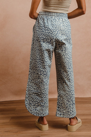 BiBi Animal Print Pattern Pants in Leopard Denim