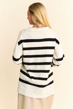 Load image into Gallery viewer, Davi &amp; Dani Striped Loose Fit Collared Sweater in White
