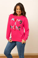 Grace+Emma Merry & Bright Sweatshirt in Hot Pink