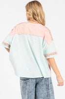 Sage+Fig Petal Play OVERSIZED Floral Patched Top in Pink