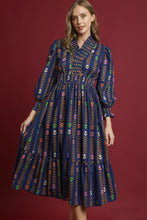 Load image into Gallery viewer, Umgee Stripped Floral Print Midi Dress in Midnight Mix
