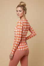 Load image into Gallery viewer, J.nna FITTED Mesh Checkered Top in Orange Checkered
