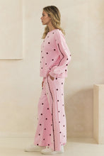 Load image into Gallery viewer, Veveret Charming Polka Dot Lounge Set in Pink/Burgundy
