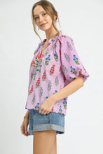 Load image into Gallery viewer, Umgee Floral Print Top with Embroidery in Lilac Mix
