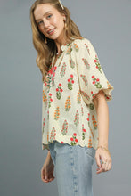 Load image into Gallery viewer, Umgee Floral Print Top with Embroidery in Cream Mix
