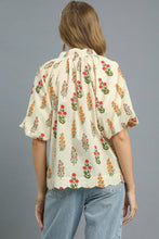 Load image into Gallery viewer, Umgee Floral Print Top with Embroidery in Cream Mix
