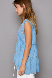 POL Sleeveless Babydoll Top in Pacific Blue Shirts & Tops POL Clothing   