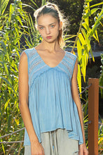 Load image into Gallery viewer, POL Sleeveless Babydoll Top in Pacific Blue Shirts &amp; Tops POL Clothing   
