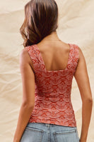 So Me FITTED Floral Jacquard Seamless Tank Top in 2Tone Rust